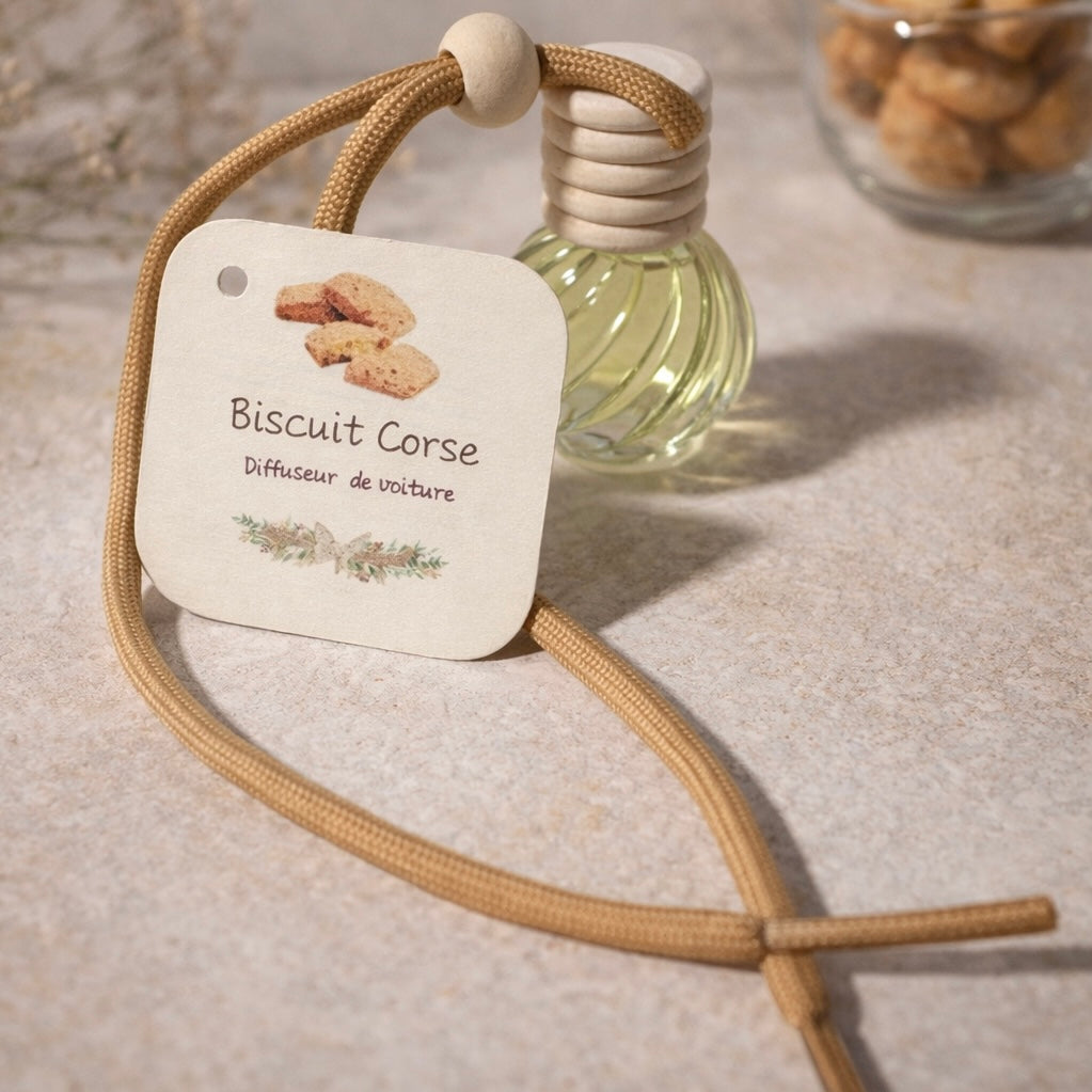 Diffuseur de Voiture Naturel aux Biscuits Corses – Parfum Cosy & Gourmand – Fabrication artisanale corse Les Trésors De Ghjulia
