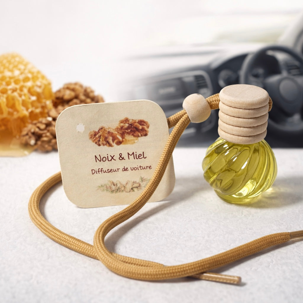 Diffuseur de Voiture Naturel aux Noix & Miel – Parfum Gourmand & Chaleureux – Fabrication artisanale corse Les Trésors De Ghjulia