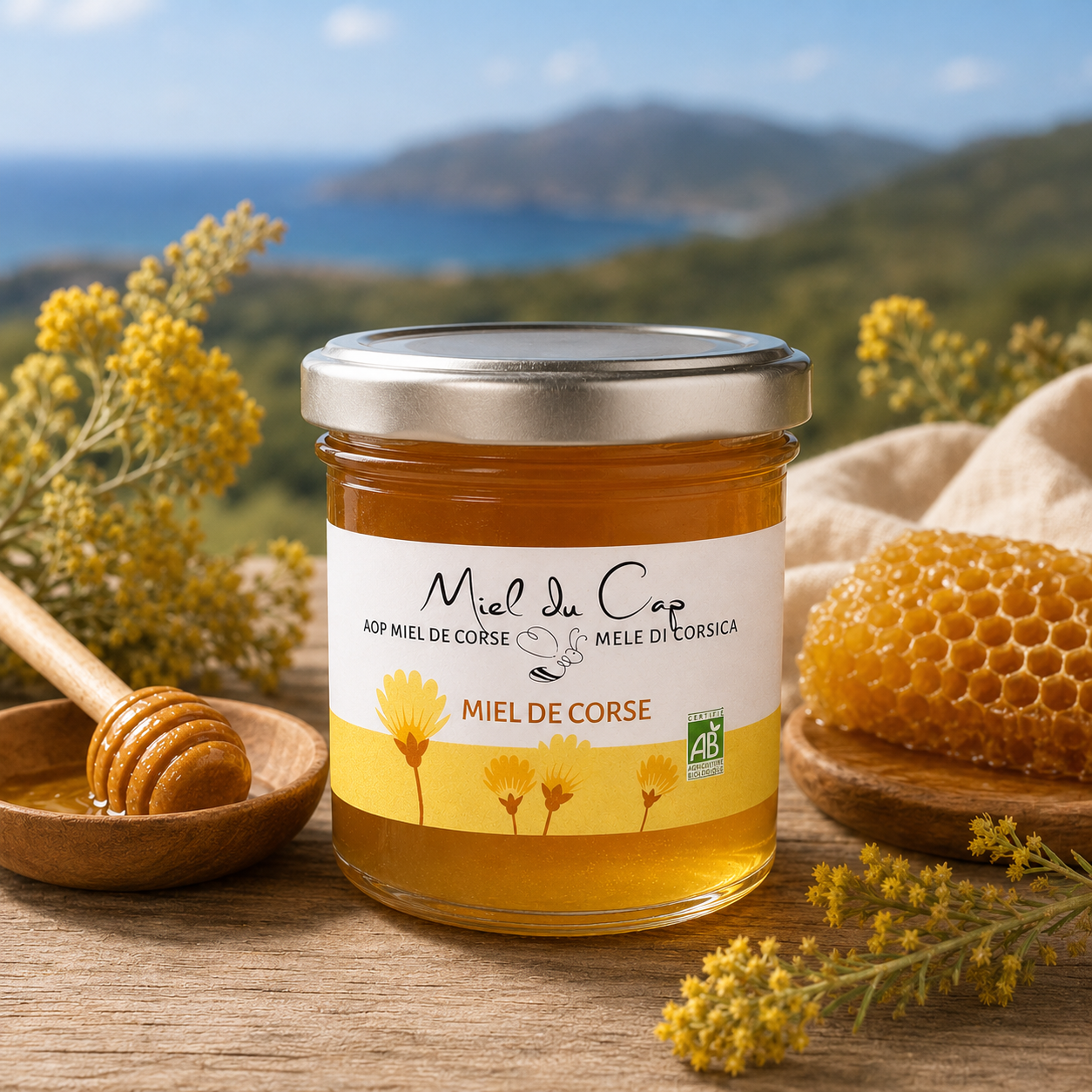 Miel de Corse BIO du Cap Corse – Doux & Floral – AOP Miel de Corse Les Trésors De Ghjulia