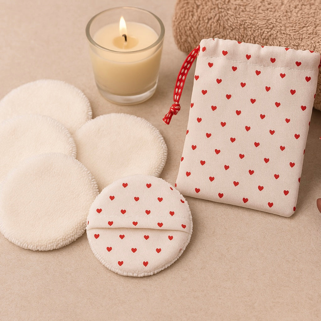 Disques démaquillants + pochon inclus - coeurs Les Trésors De Ghjulia