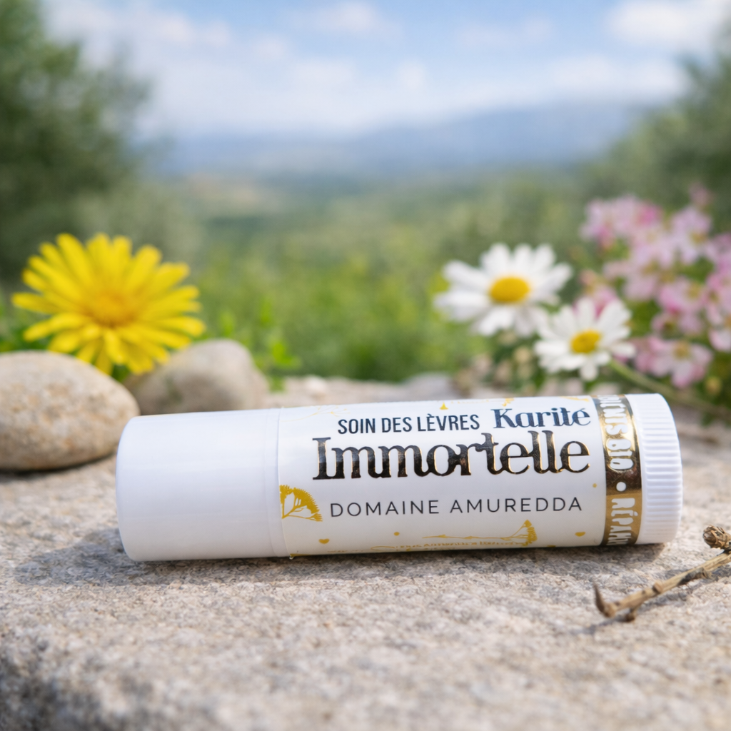 Baume à lèvres Bio à l’Immortelle et Beurre de Karité – Réparateur, Nourrissant et Protecteur – Fabrication Artisanale Corse Les Trésors De Ghjulia