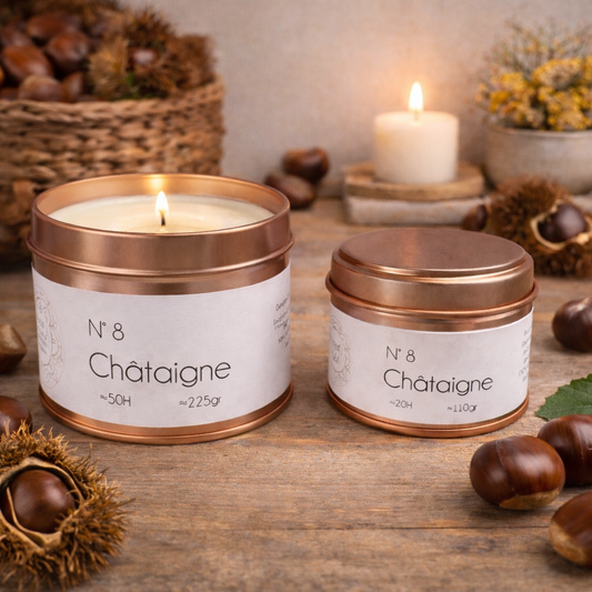 Bougie parfumée Châtaigne – Cire végétale & parfum de Grasse - Fabrication artisanale corse Les Trésors De Ghjulia