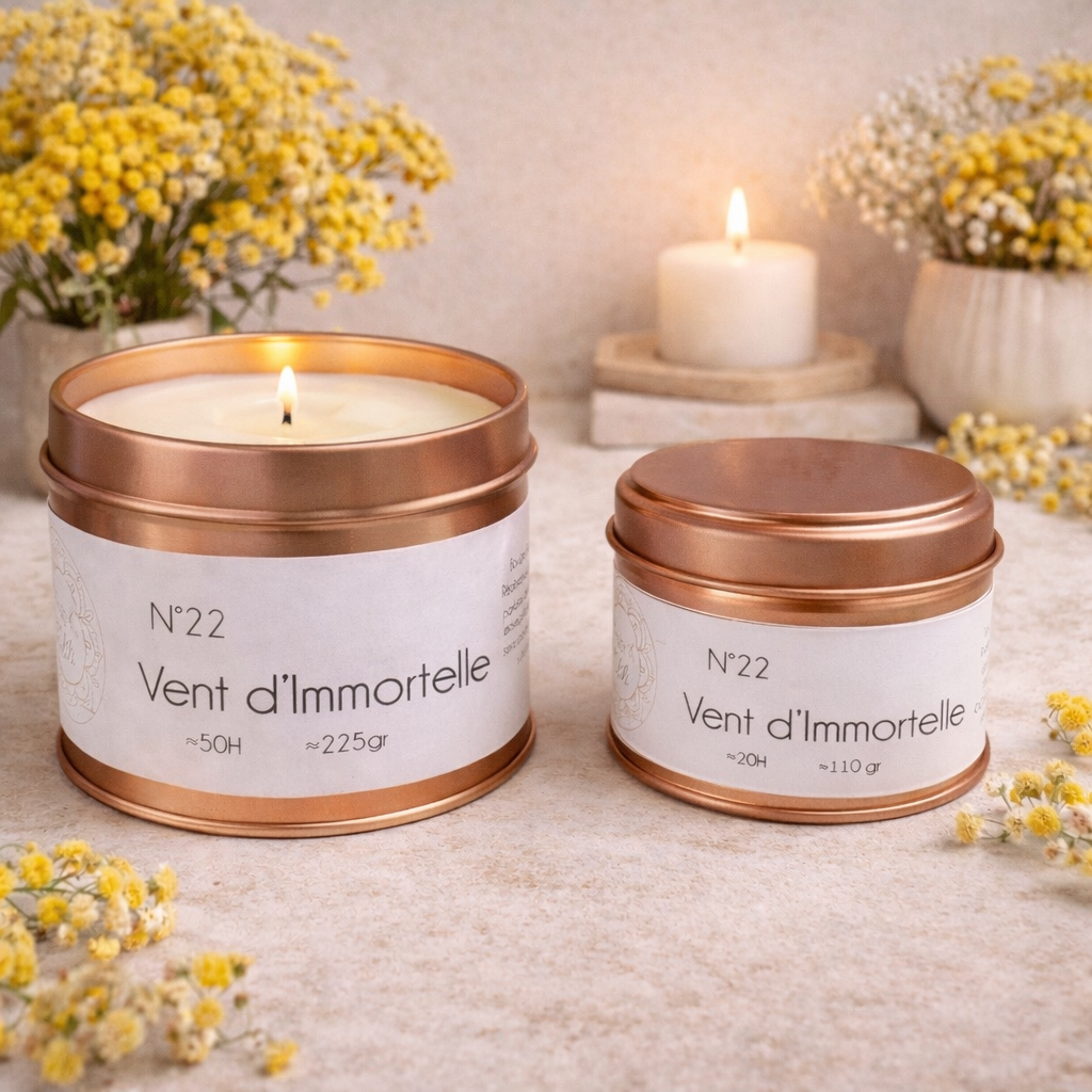 Bougie parfumée Vent d'Immortelle – Cire végétale & parfums de Grasse - Fabrication artisanale corse Les Trésors De Ghjulia