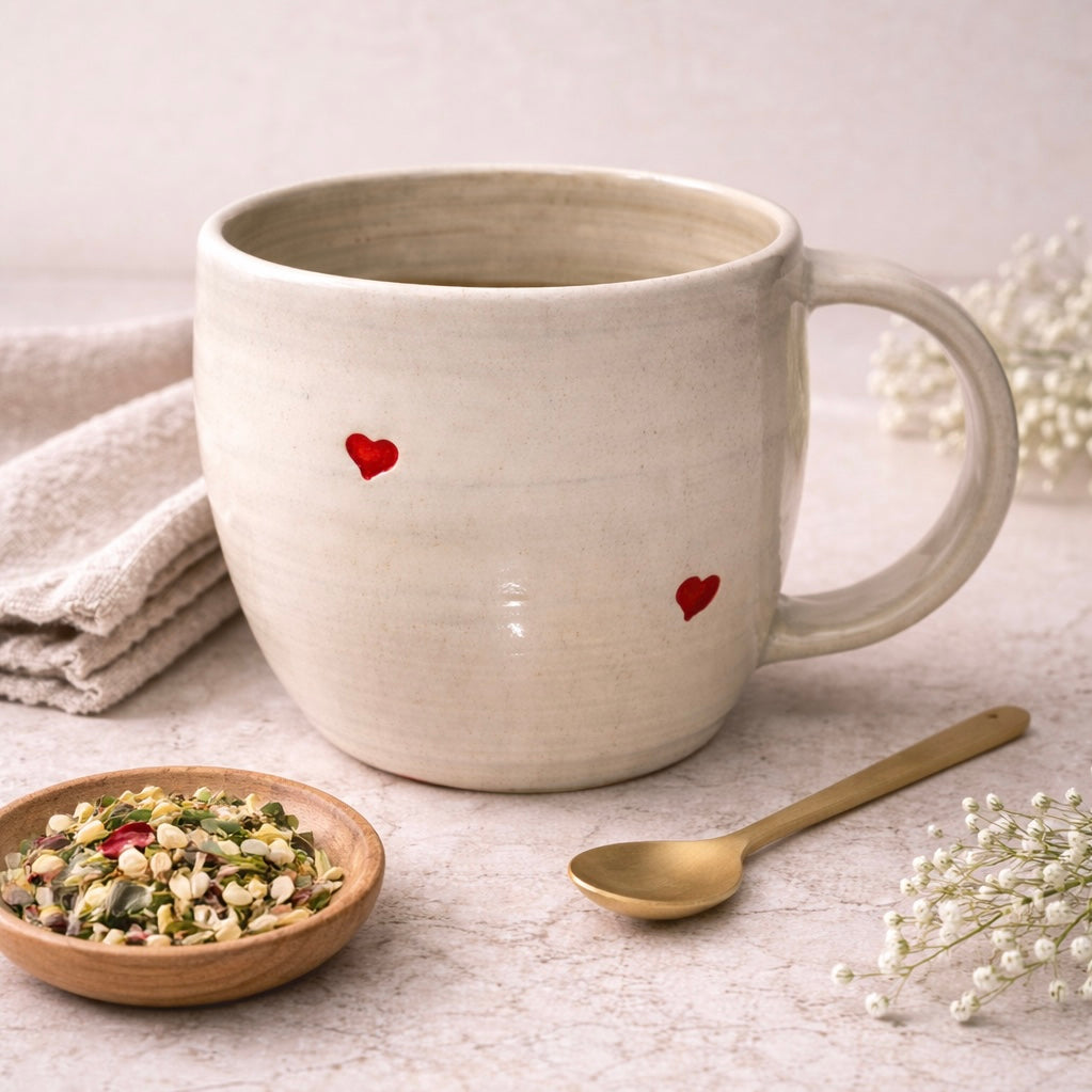 Mug Artisanal en Céramique Grès avec Petits Coeurs – Fabrication Corse Fait Main Les Trésors De Ghjulia