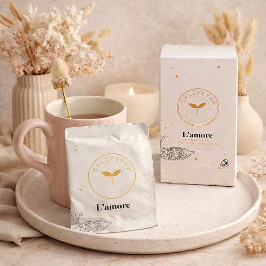 Thé L’Amore – Rooibos, cacao, clémentine & pain d’épices – Thé artisanal corse Les Trésors De Ghjulia