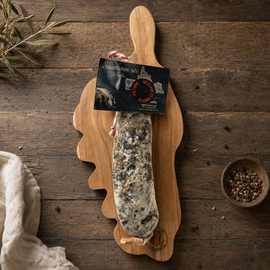 Saucisson Sec Di Sorbu -  Porc Noir Corse – Charcuterie Artisanale Corse Fumée au Bois de Châtaignier Les Trésors De Ghjulia