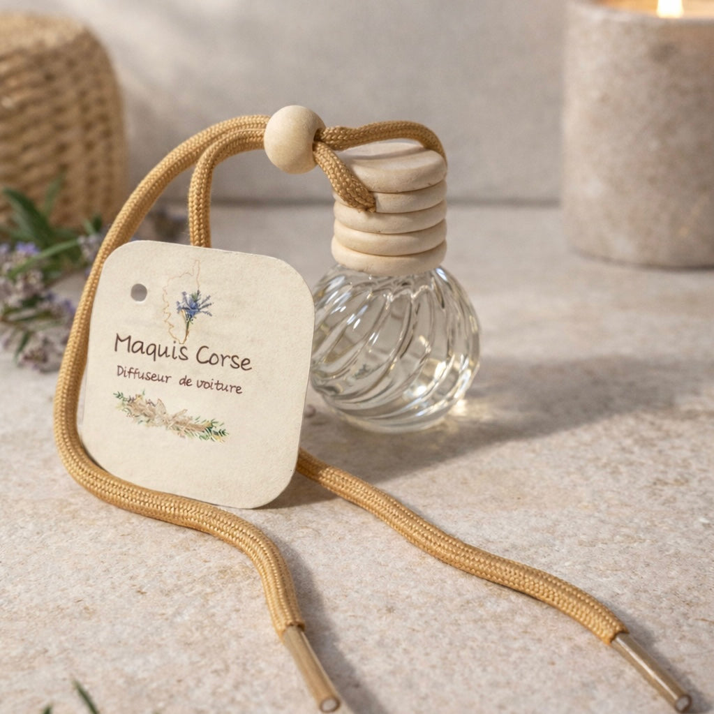 Diffuseur de Voiture Naturel Maquis Corse – Parfum Sauvage & Authentique – Fabrication artisanale corse Les Trésors De Ghjulia