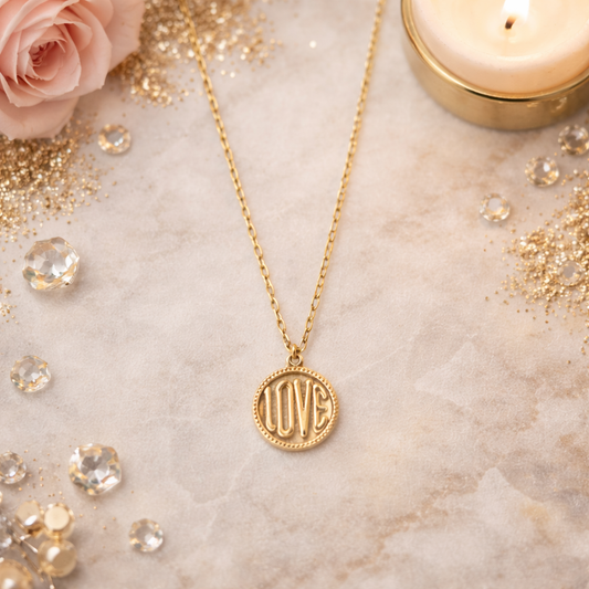Collier Chaîne Dorée LOVE – Bijou Corse en Acier Inoxydable Les Trésors De Ghjulia