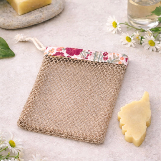 Filet à savon solide motif fleur – Accessoire zéro déchet - Artisanat Corse Les Trésors De Ghjulia