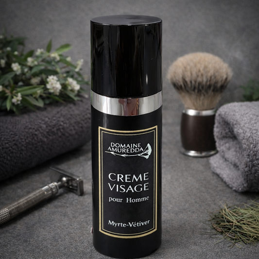 Crème Visage Homme au Myrte, Vétiver et Patchouli – Soin Naturel Apaisant et Hydratant Les Trésors De Ghjulia