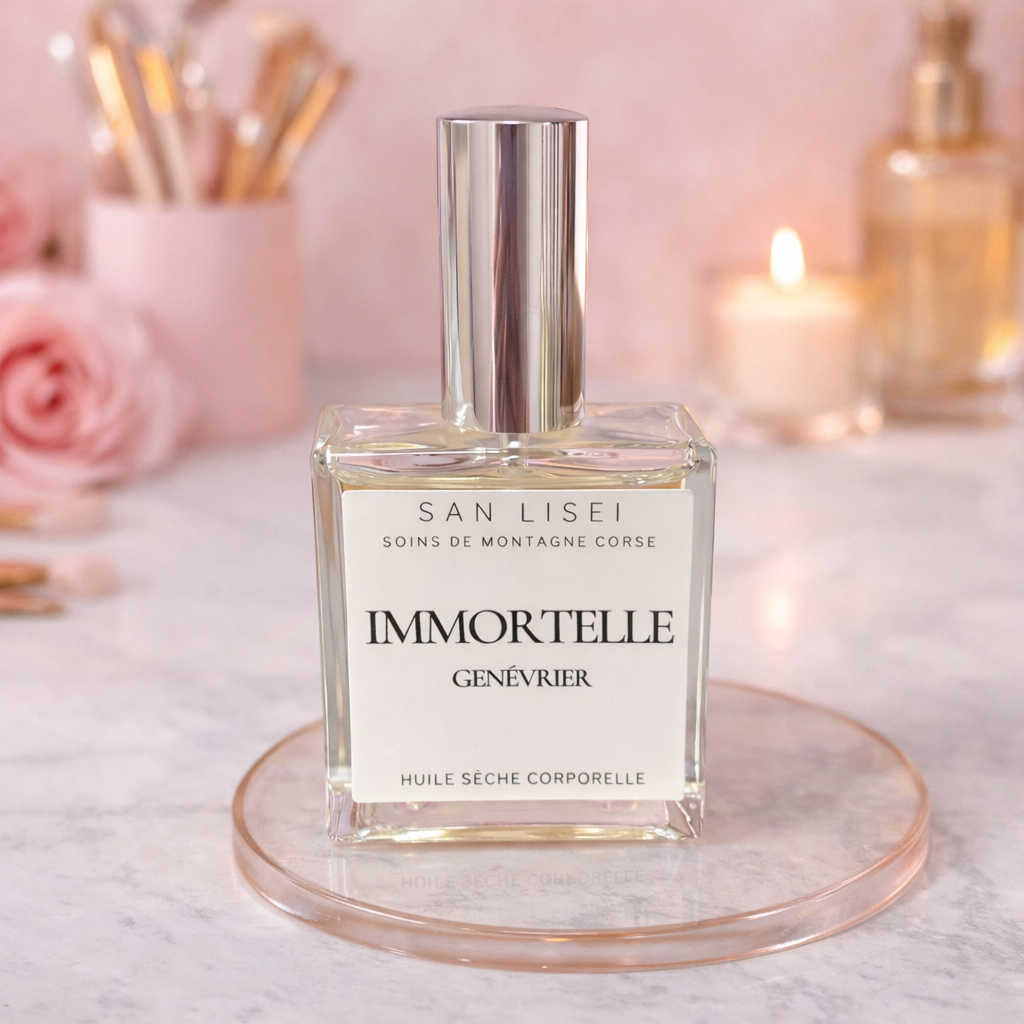 Huile sèche corporelle IMMORTELLE & GENÉVRIER – Hydratation & Éclat – Soin naturel corse Les Trésors De Ghjulia
