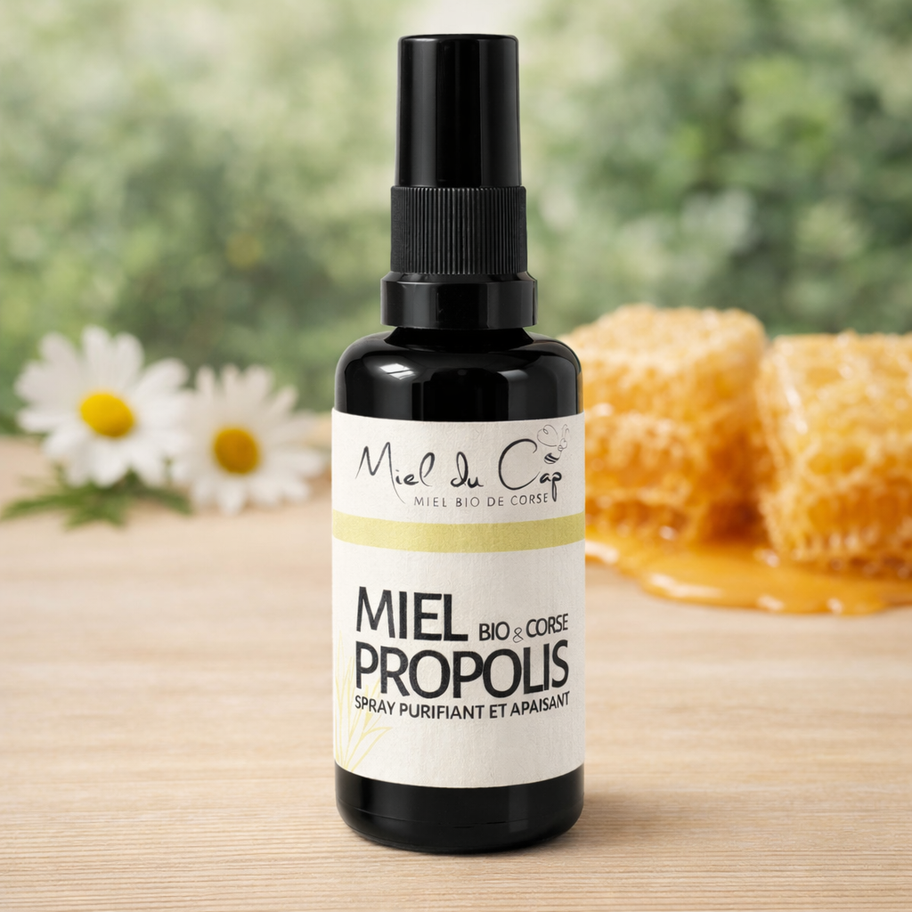 Spray Miel Propolis Bio – Purifiant & Apaisant – Miel Bio de Corse AOP Les Trésors De Ghjulia