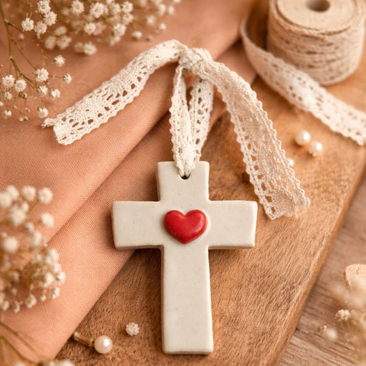 Croix Décorative Artisanale avec Cœur – Fabrication Corse Fait Main Les Trésors De Ghjulia