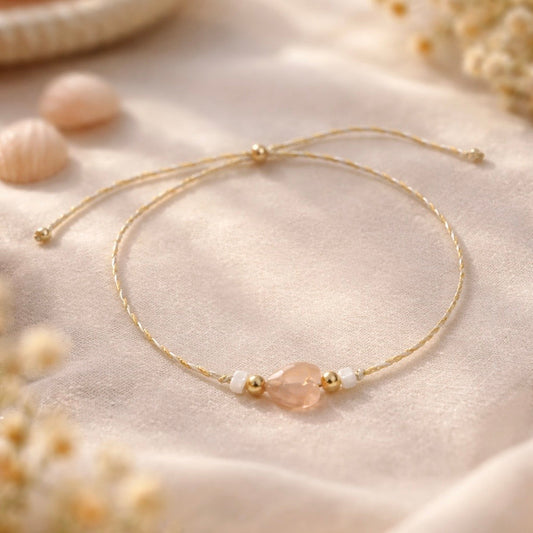 Bracelet NINA en Quartz Rose – Bijou Porte-Bonheur - Ajustable & Élégant Les Trésors De Ghjulia