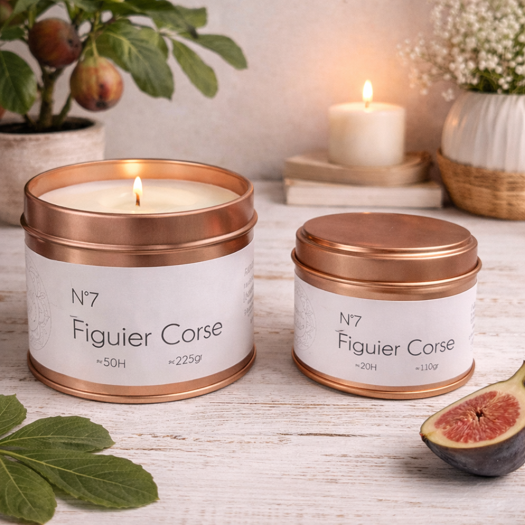 Bougie parfumée Figuier Corse – Cire végétale & parfum de Grasse - Fabrication artisanale corse Les Trésors De Ghjulia