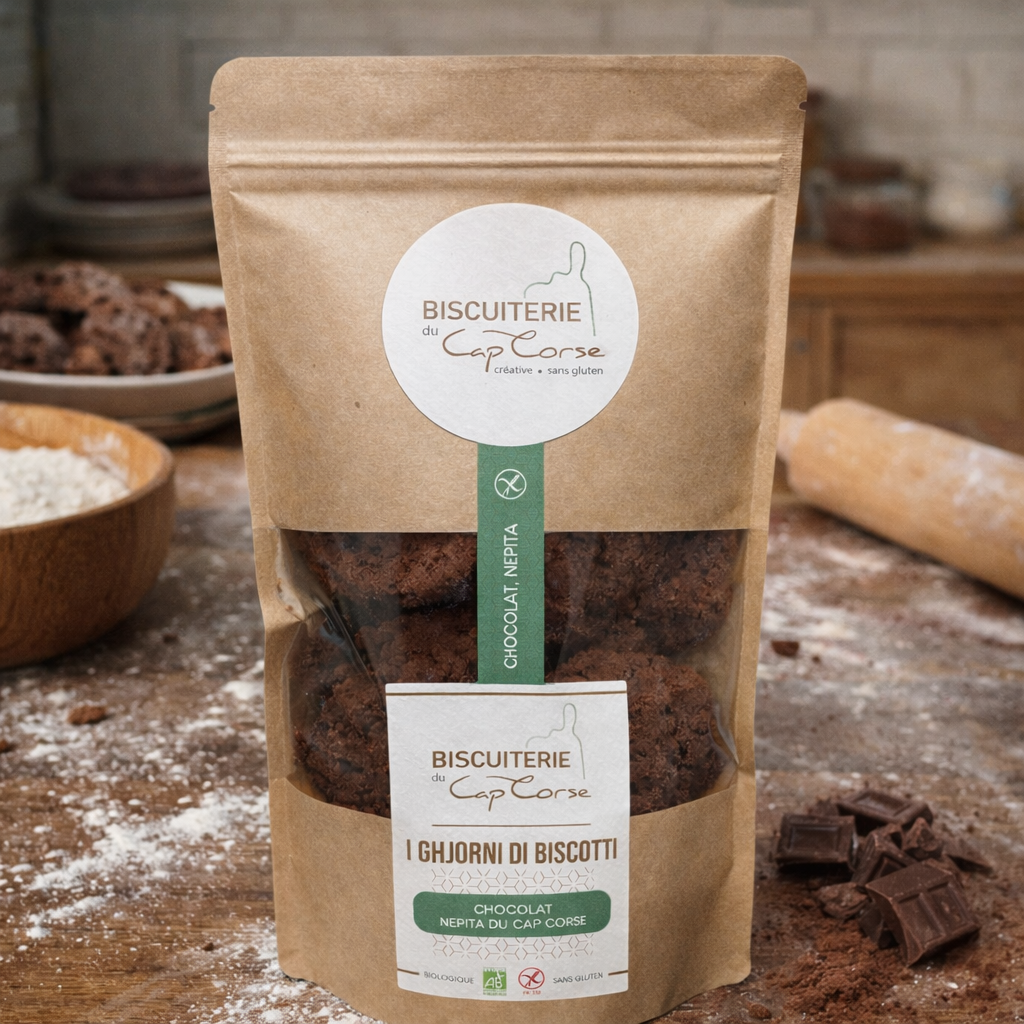 Biscuits Bio Sans Gluten Chocolat & Nepita du Cap Corse – Fabrication Artisanale Les Trésors De Ghjulia
