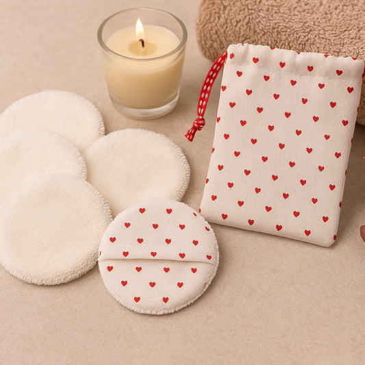 Disques démaquillants + pochon inclus - coeurs Les Trésors De Ghjulia