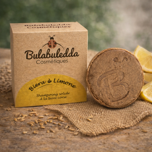 Shampoing Solide Naturel Biera è Limone -Brillance et Force à la bière Corse Pietra – Fabrication artisanale corse Les Trésors De Ghjulia