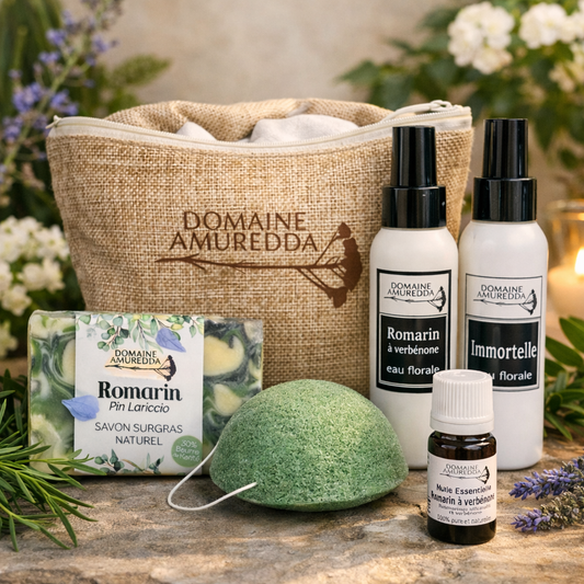 Coffret Ado Garçons – Soin Naturel Peaux à Problèmes – Huile Essentielle Bio, Savon Surgras, Eaux Florales & Éponge Konjac – Fabrication Artisanale Corse Les Trésors De Ghjulia