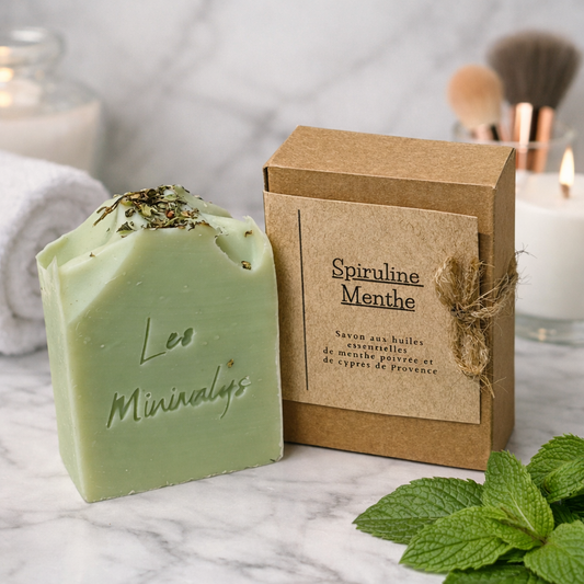 Savon Solide Naturel Spiruline & Menthe Poivrée – Fraîcheur et Purification - Fabrication artisanale corse Les Trésors De Ghjulia