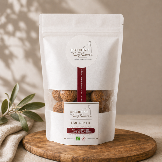 Biscuits Salés bio sans gluten – Tomates séchées & herbes du Maquis du Cap Corse - Fabrication artisanale Les Trésors De Ghjulia