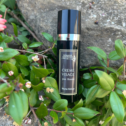Crème Visage Homme au Myrte, Vétiver et Patchouli – Soin Naturel Apaisant et Hydratant Les Trésors De Ghjulia