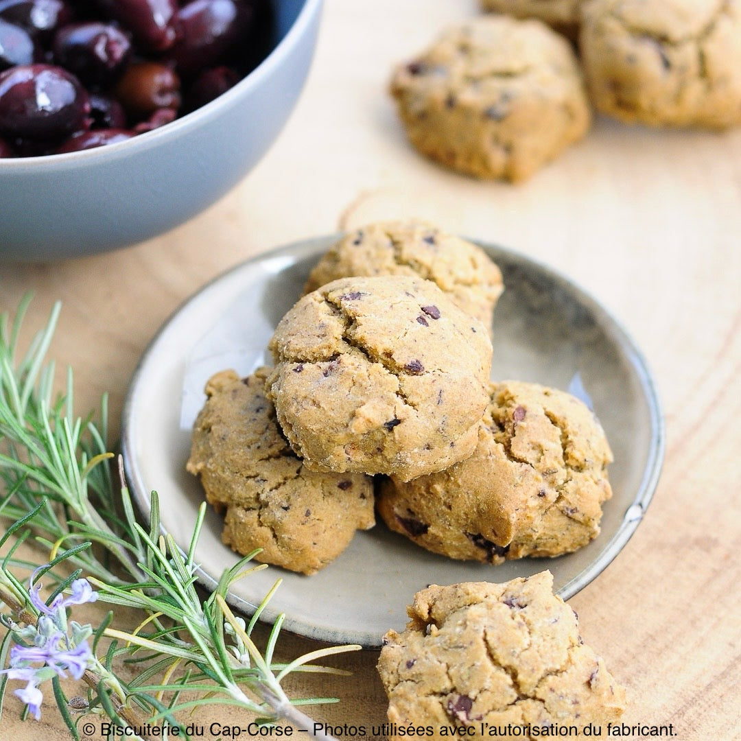 Biscuits Salés Bio Sans Gluten – Olives de Kalamata & Romarin du Cap Corse - Fabrication Artisanale Les Trésors De Ghjulia