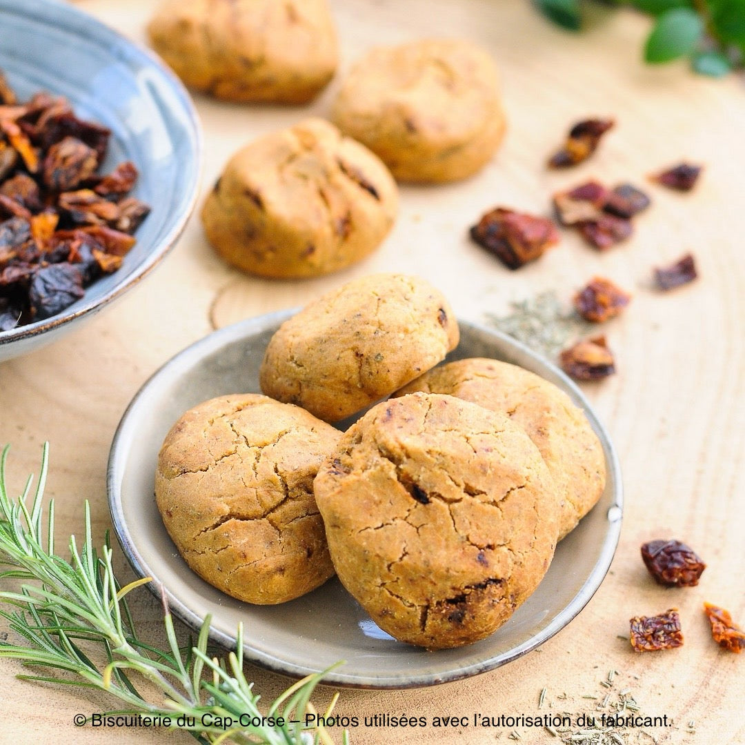 Biscuits Salés bio sans gluten – Tomates séchées & herbes du Maquis du Cap Corse - Fabrication artisanale Les Trésors De Ghjulia